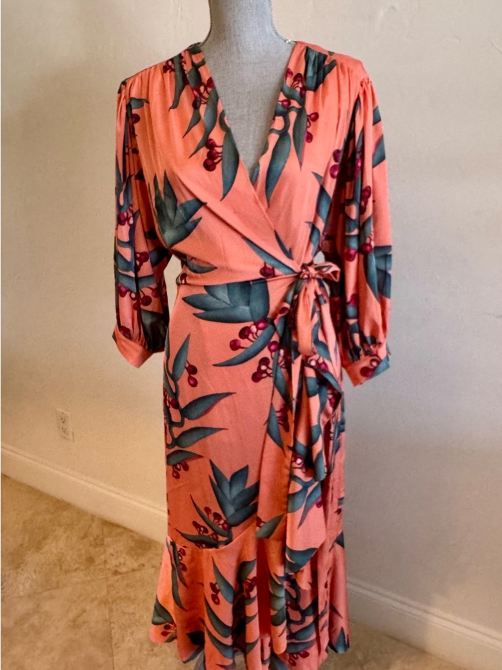 Coral Floral Wrap Maxi Dress - Women